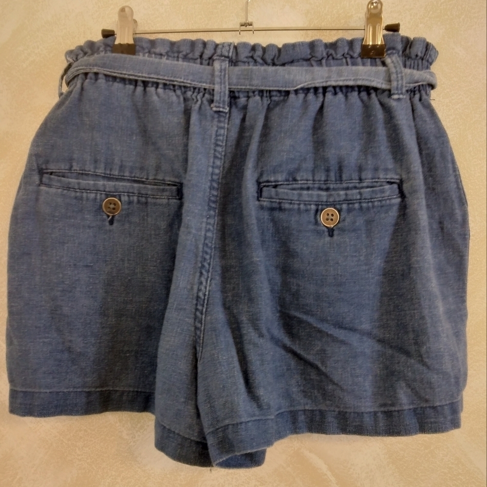 Universal Thread Linen Blend Blue Paper bag Shorts - Picture 3 of 8